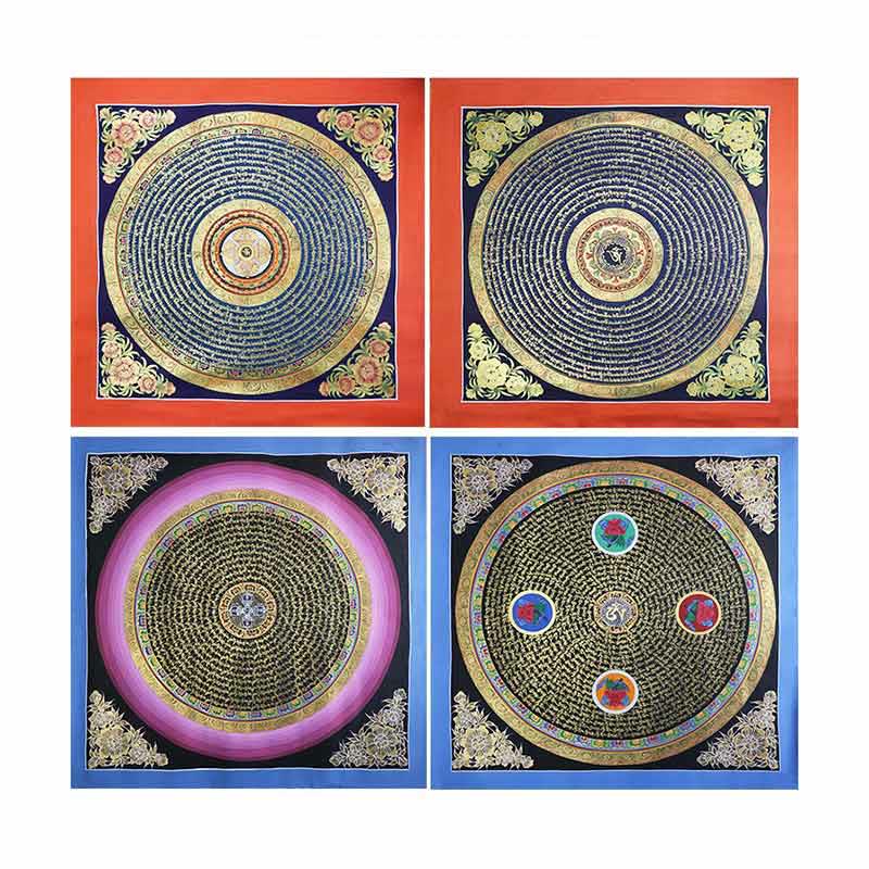 Buddha Stones Tibetan Handmade Thangka Painting Spiritual Blessing Blind Box Random Color Pattern Tibetan Thangka BS 16
