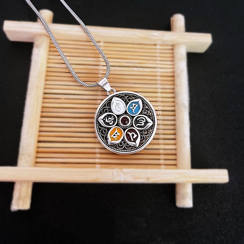 Buddha Stones Tibetan Om Mani Padme Hum Purity Necklace Pendant Necklaces & Pendants BS 4