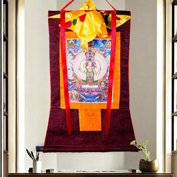 Tibetan Avalokiteshvara framed Thangka — view 5