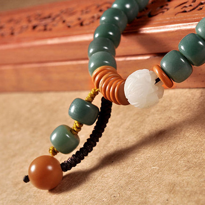 Buddha Stones Lotus Cyan Bodhi Seed Success Bracelet Mala Bracelet BS 5