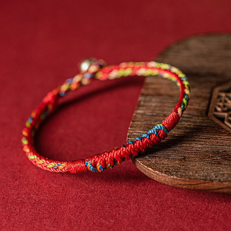 Five-color thread bracelet with textured cord finish