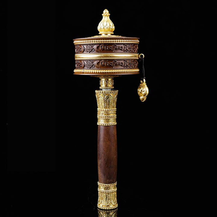 Tibetan Copper Prayer Wheel with Mantra Design — view 1
