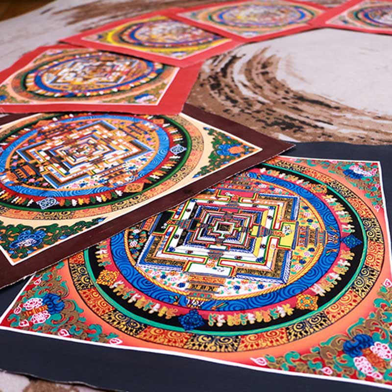 Buddha Stones Tibetan Handmade Thangka Mandala Painting Blind Box Random Color Pattern Tibetan Thangka BS 11