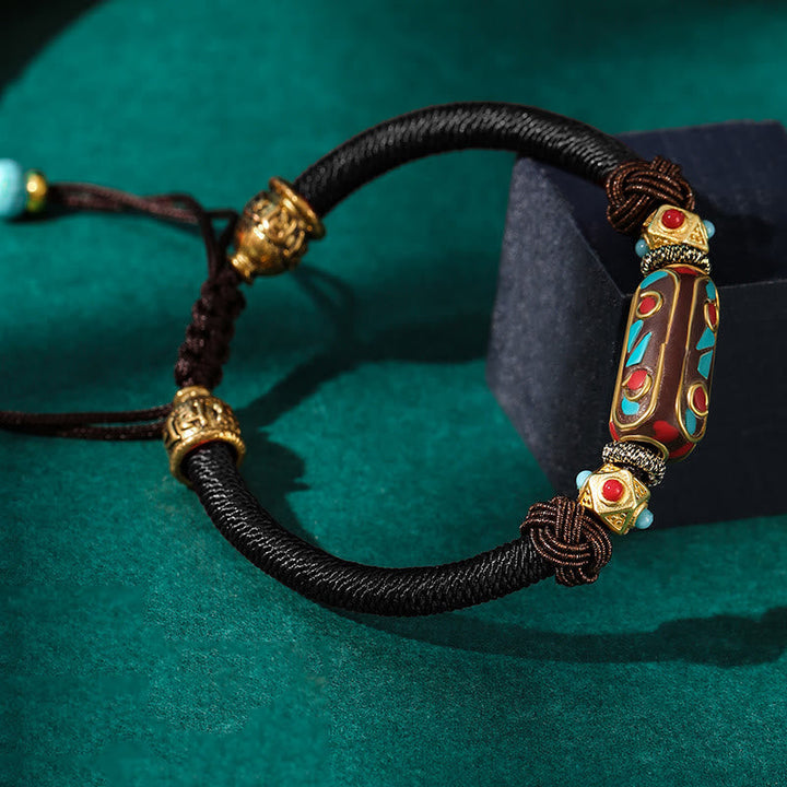 Tibetan Turquoise Mantra Braided Bracelet — view 13