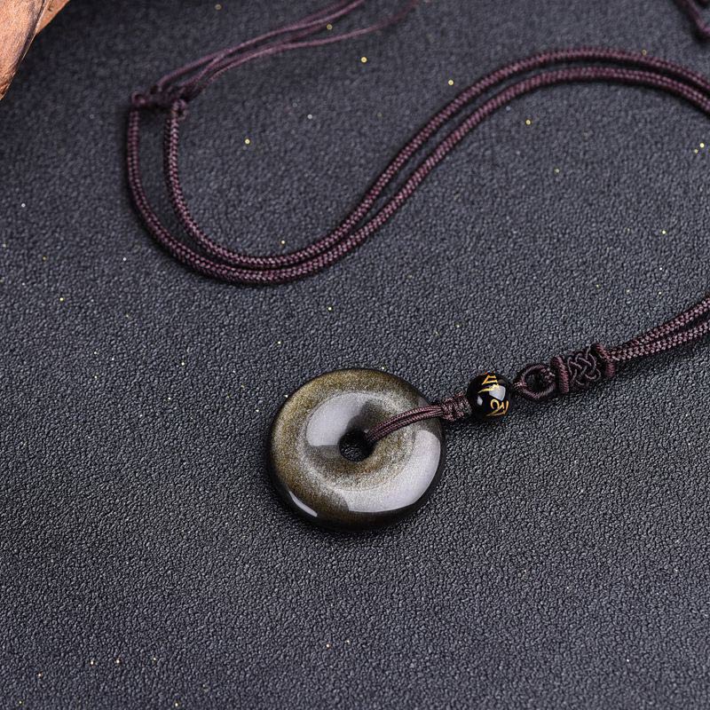 Buddha Stones Tibetan Obsidian Protection Necklace Necklace BS 9