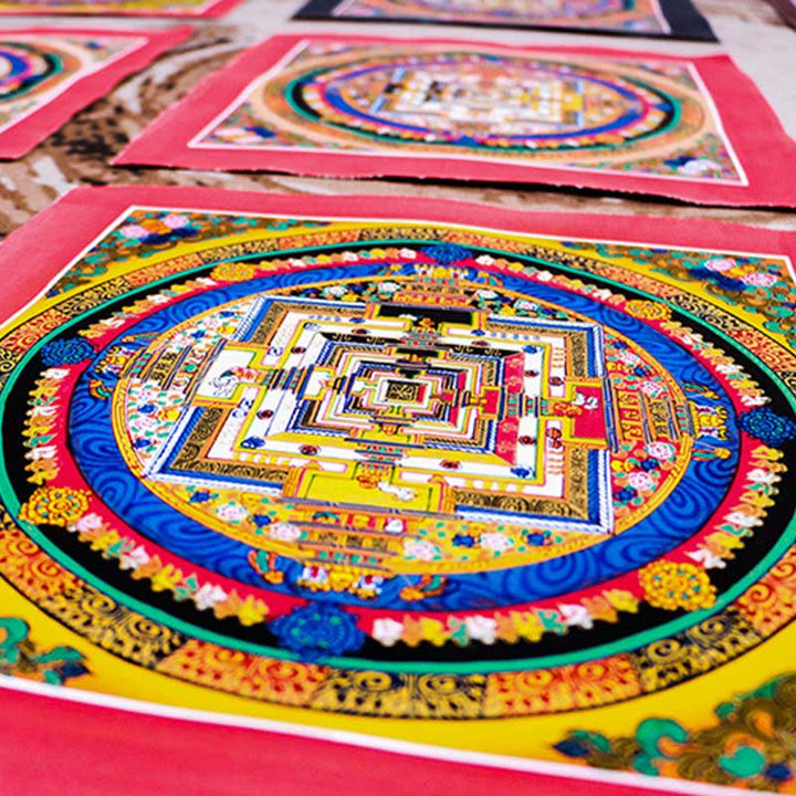 Buddha Stones Tibetan Handmade Thangka Mandala Painting Blind Box Random Color Pattern Tibetan Thangka BS 13