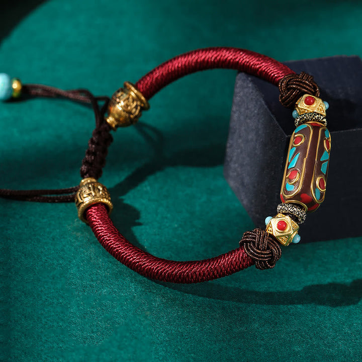 Tibetan Turquoise Mantra Braided Bracelet — view 3