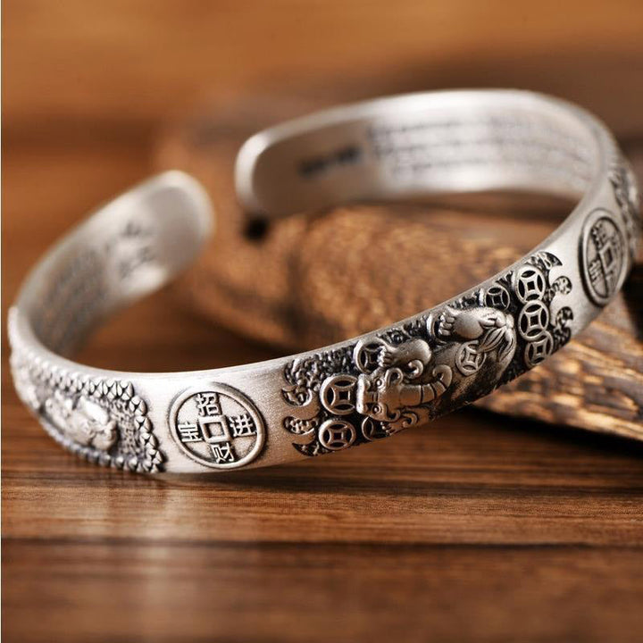 Tibetan Pixiu motif coin bangle — view 3