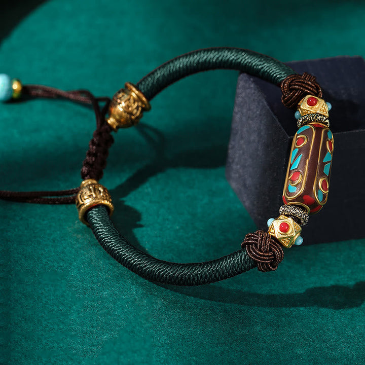 Tibetan Turquoise Mantra Braided Bracelet — view 10