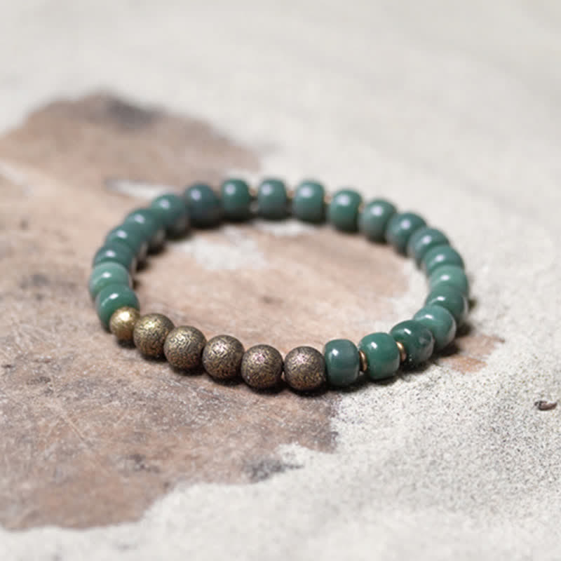 Tibetan cyan Bodhi seed and copper bracelet — view 6