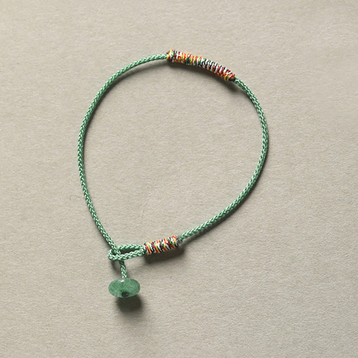 Handwoven green aventurine cord bracelet — view 3