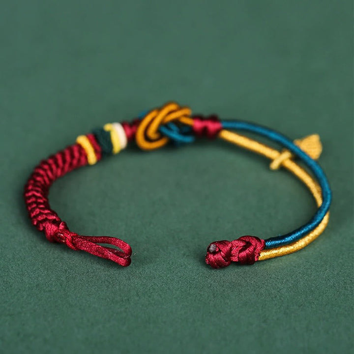 Handwoven mandala knot and leaf cord bracelet — view 8