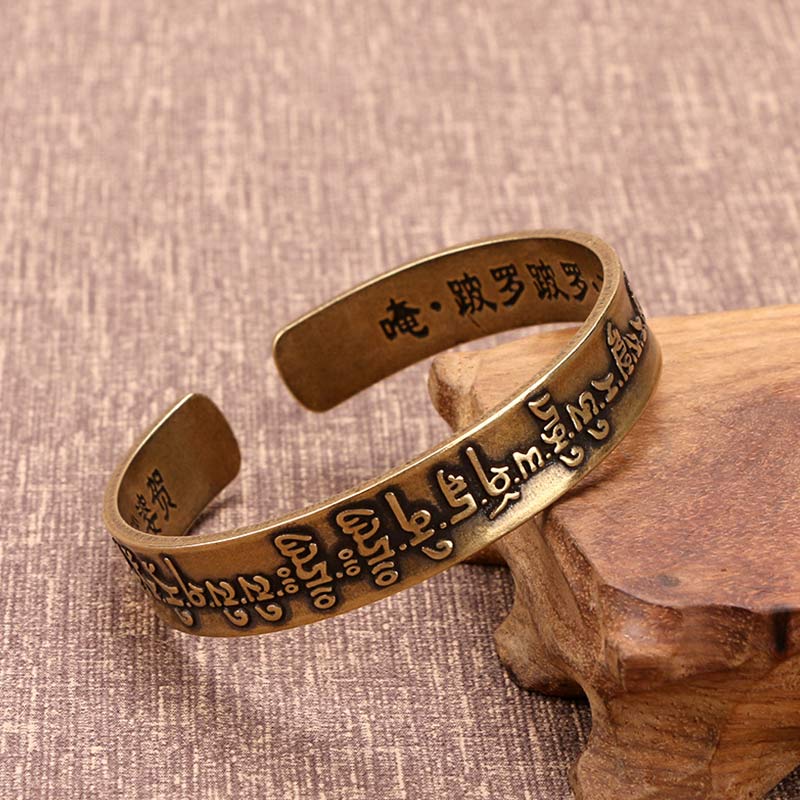 Buddhastoneshop Tibetan Sanskrit Copper Healing Bracelet Bangle