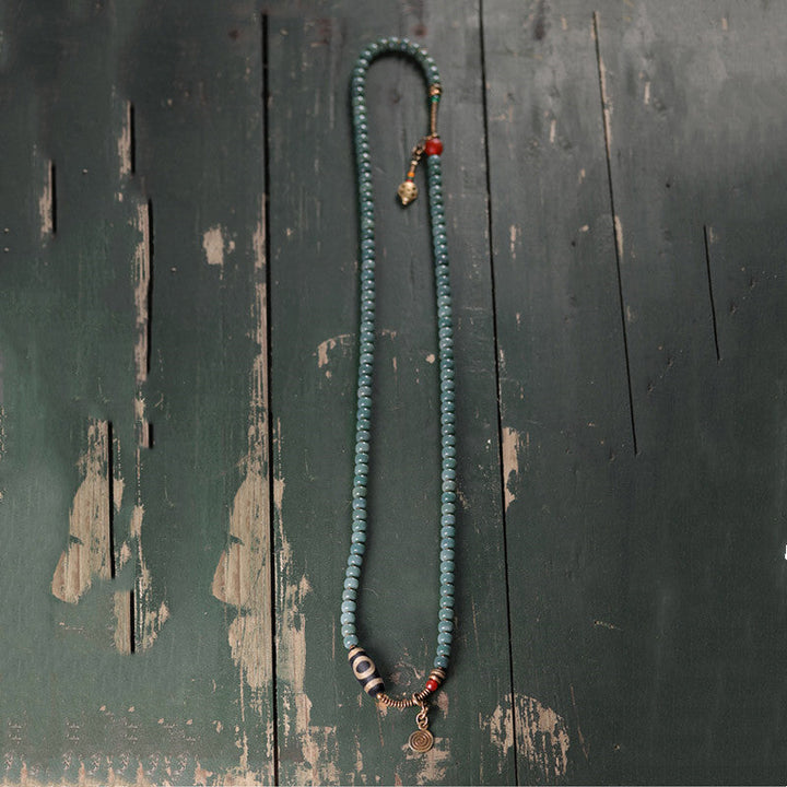 Bodhi seed and Dzi bead mala bracelet — view 10