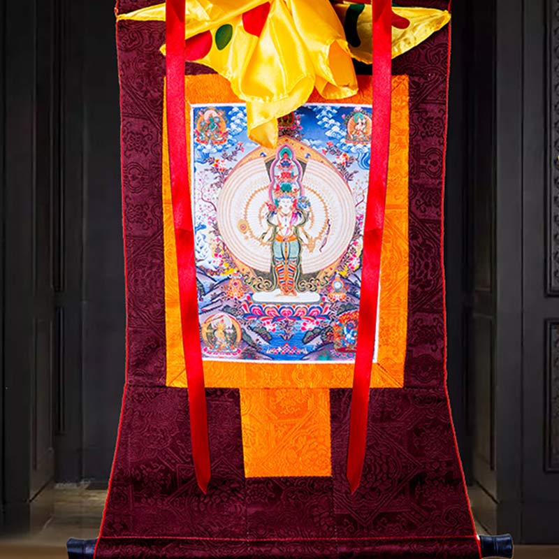 Tibetan Avalokiteshvara framed Thangka — view 6