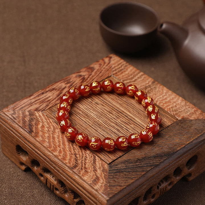White crystal and black onyx mantra bracelet — view 25