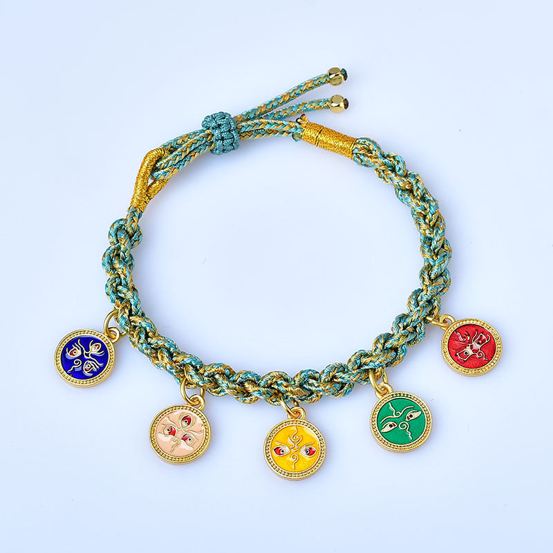 Handwoven multicolor five-gods braid bracelet — view 5