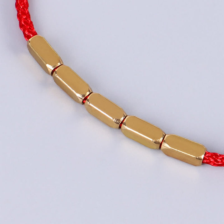 Copper bead braided cord bracelet — view 4