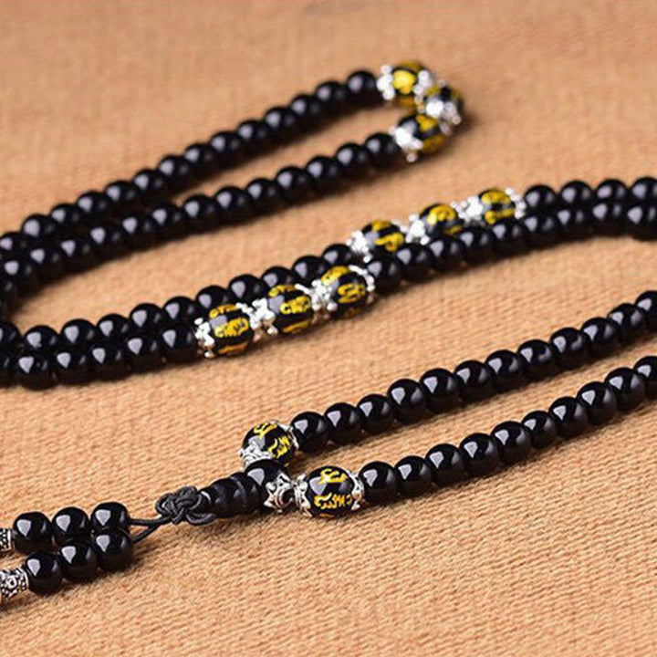 Black Obsidian Mantra Mala Bracelet — view 8