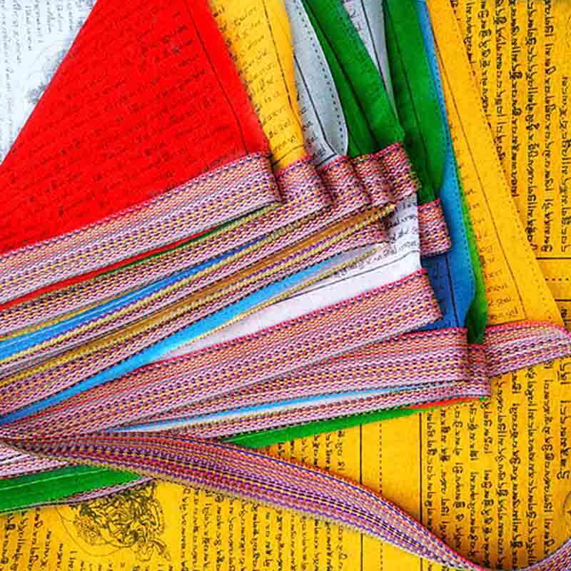 Five-color Windhorse prayer flag strand — view 3