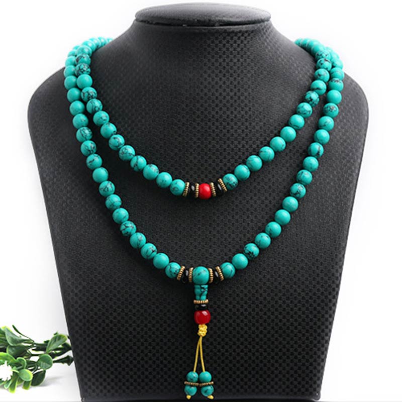 Buddha Stones Tibetan Turquoise Healing Mala Bracelet Mala Bracelet BS 11