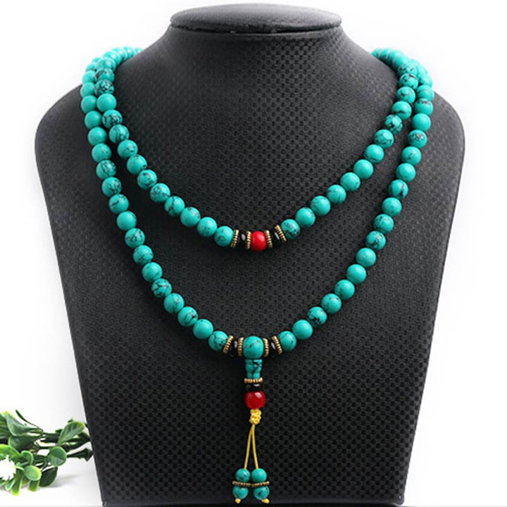 Buddha Stones Tibetan Turquoise Healing Mala Bracelet Mala Bracelet BS 11
