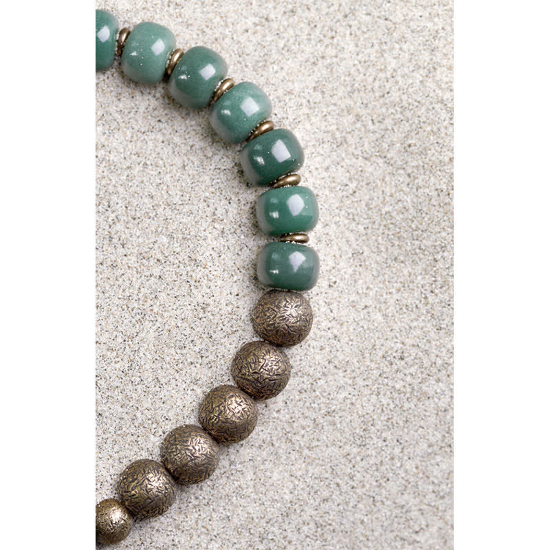 Tibetan cyan Bodhi seed and copper bracelet — view 9