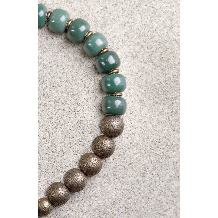 Tibetan cyan Bodhi seed and copper bracelet — view 9