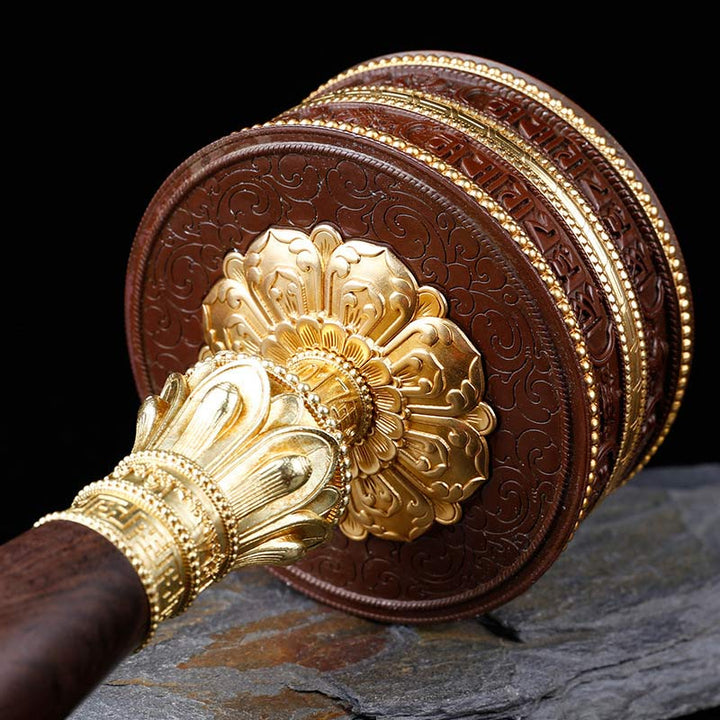 Tibetan Copper Prayer Wheel with Mantra Design — view 11