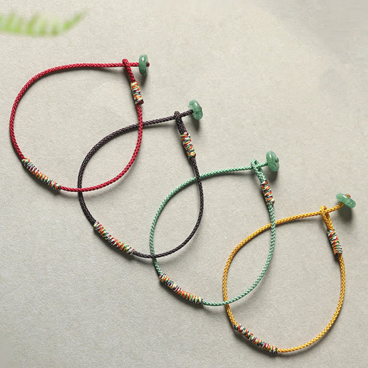 Handwoven green aventurine cord bracelet — view 2