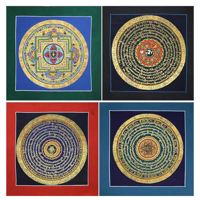 Buddha Stones Tibetan Handmade Thangka Painting Spiritual Blessing Blind Box Random Color Pattern Tibetan Thangka BS 22