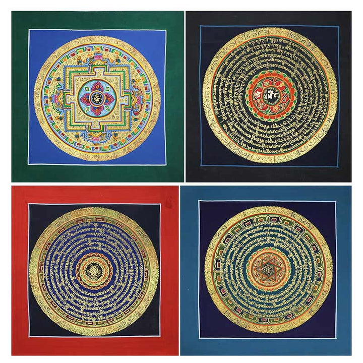 Buddha Stones Tibetan Handmade Thangka Painting Spiritual Blessing Blind Box Random Color Pattern Tibetan Thangka BS 22