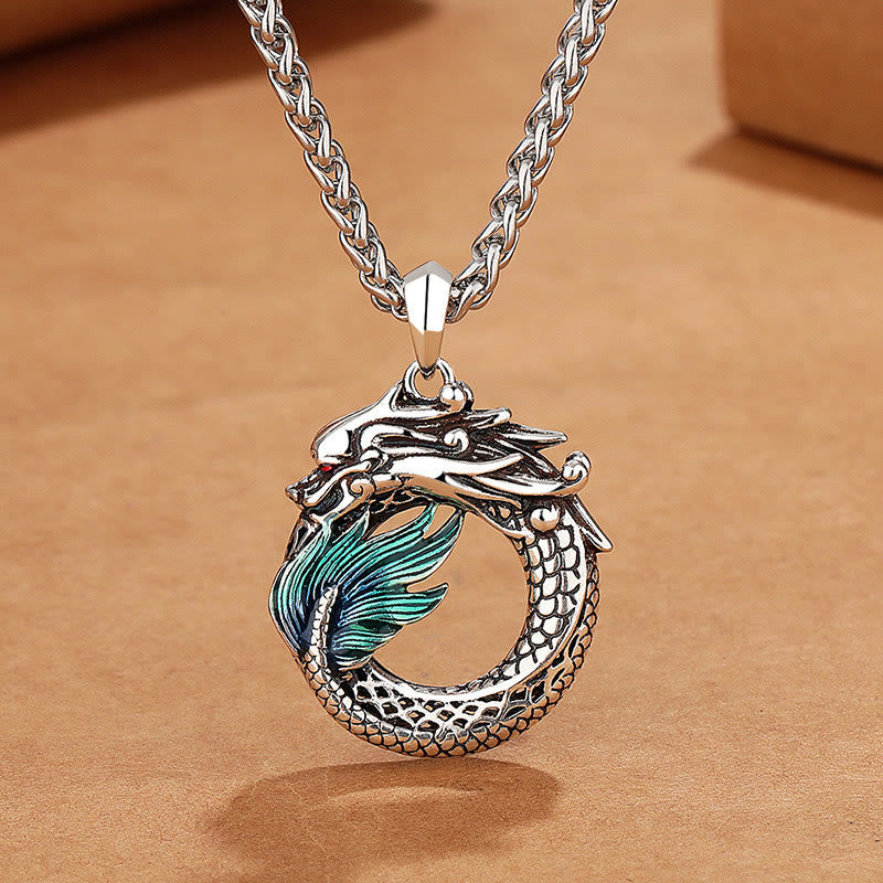 Tibetan Copper Dragon Necklace — view 1