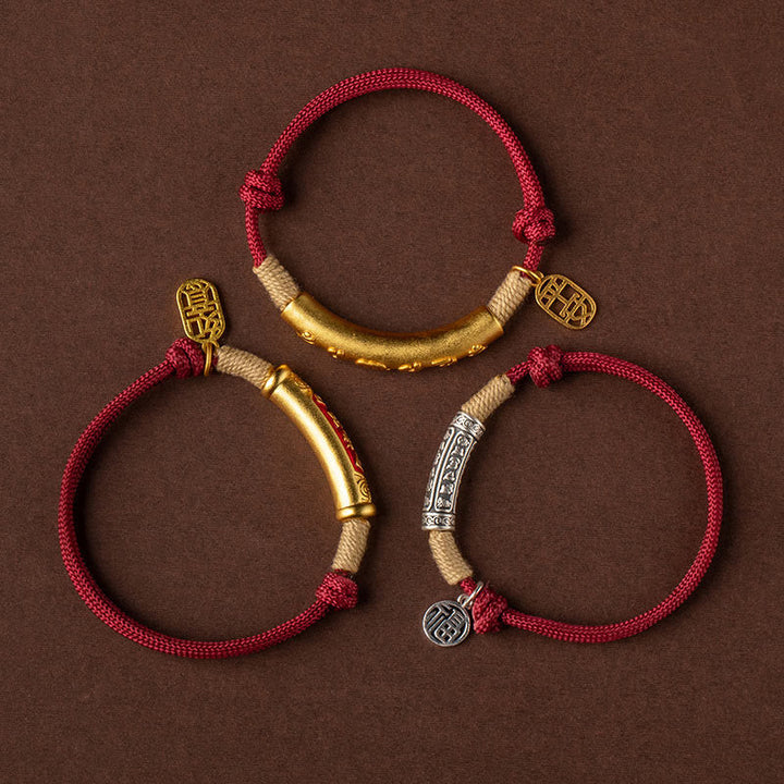 Buddha Stones 999 Sterling Silver Tibet Handmade Om Mani Padme Hum Fu Character TopRank Character Luck Braided Bracelet - image 1