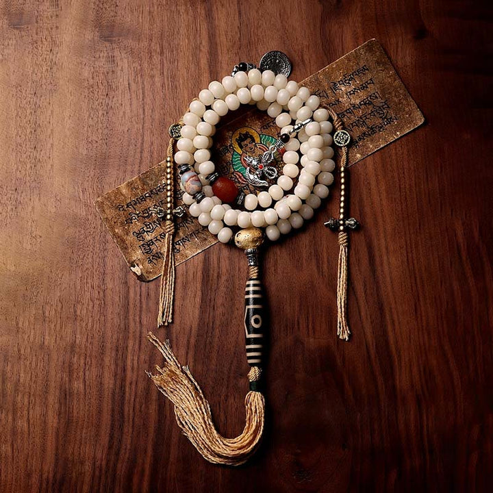 108 bodhi seed and Dzi bead mala — view 11
