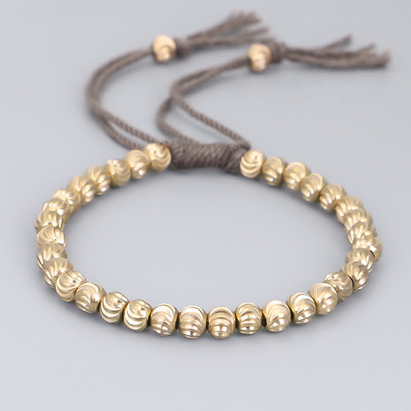 Buddha Stones Tibetan Handmade Copper Bead Luck String Bracelet Bracelet BS Dark Gray(Wrist Circumference 14-26cm)