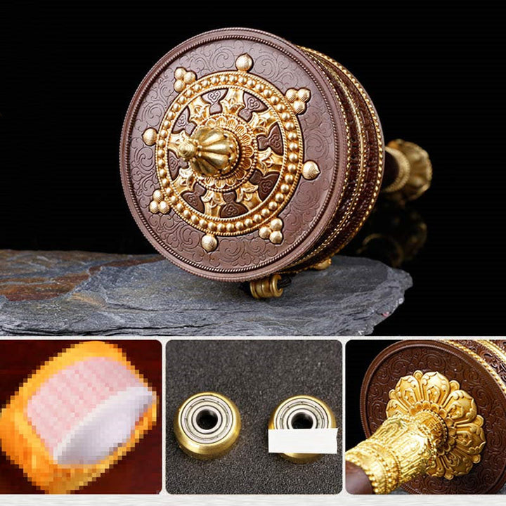 Tibetan Copper Prayer Wheel with Mantra Design — view 15