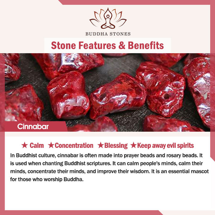 Buddha Stones Tibetan Cinnabar Mantra Concentration String Necklace Necklaces & Pendants BS 6