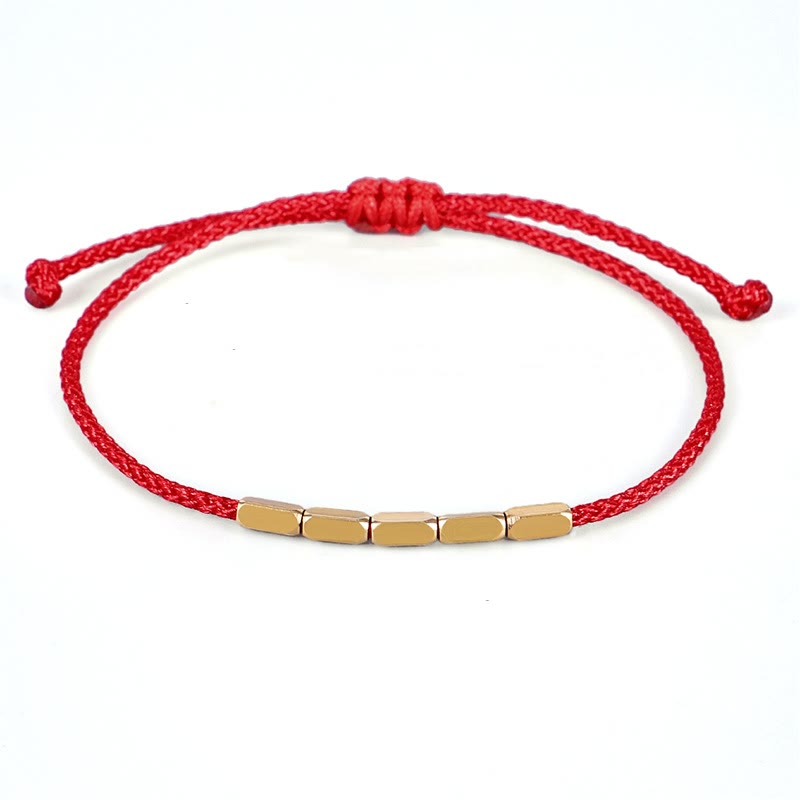 Copper bead braided cord bracelet — view 1