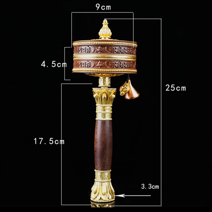 Tibetan Copper Prayer Wheel with Mantra Design — view 14
