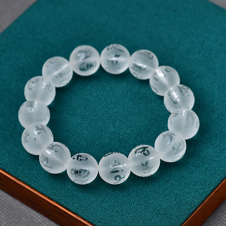 White crystal and black onyx mantra bracelet — view 11