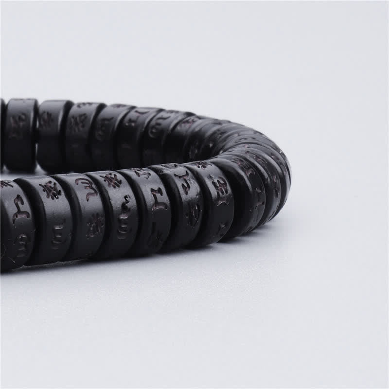 Coconut shell mantra bead bracelet — view 6