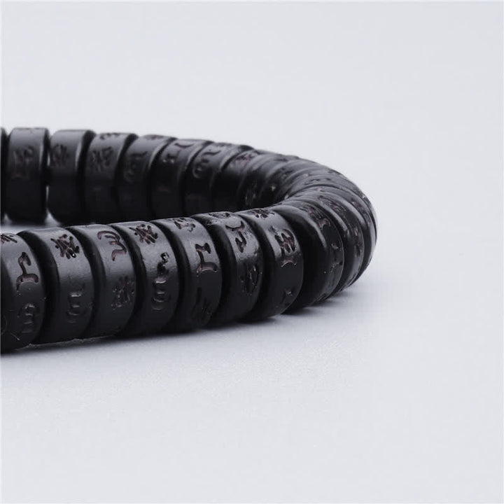Coconut shell mantra bead bracelet — view 6