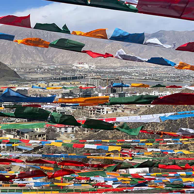 Five-color Windhorse prayer flags — view 25