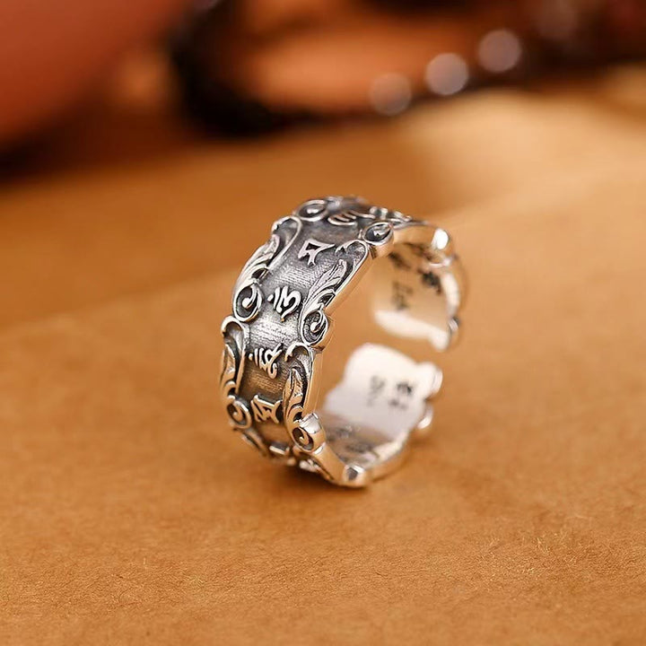 Tibetan Mantra Adjustable Ring — view 1
