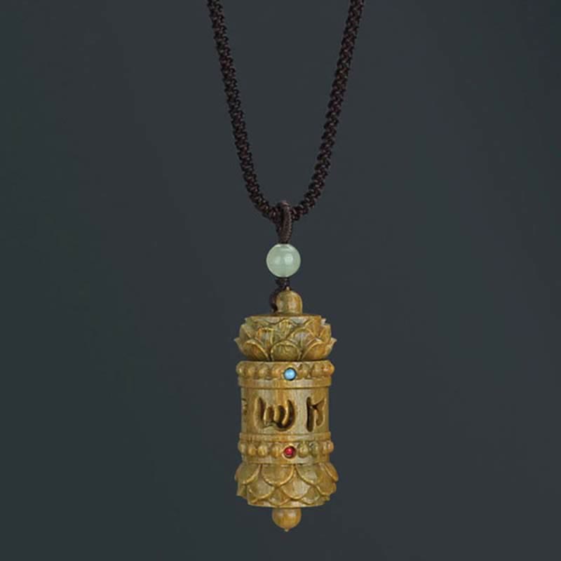 Green sandalwood and rosewood lotus pendant — view 8