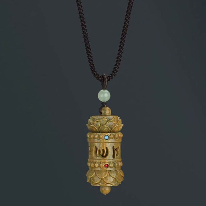 Green sandalwood and rosewood lotus pendant — view 8