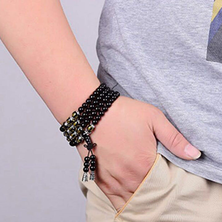 Black Obsidian Mantra Mala Bracelet — view 3