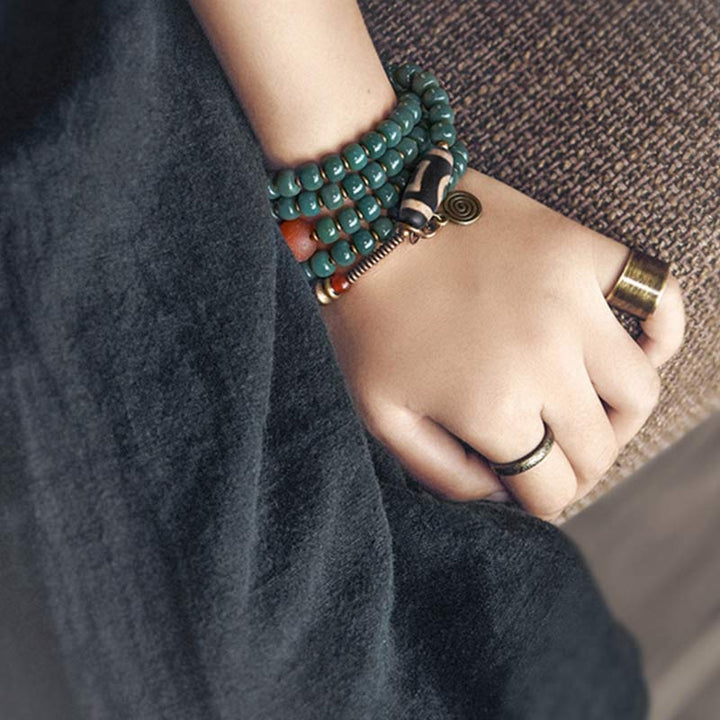 Bodhi seed and Dzi bead mala bracelet — view 9