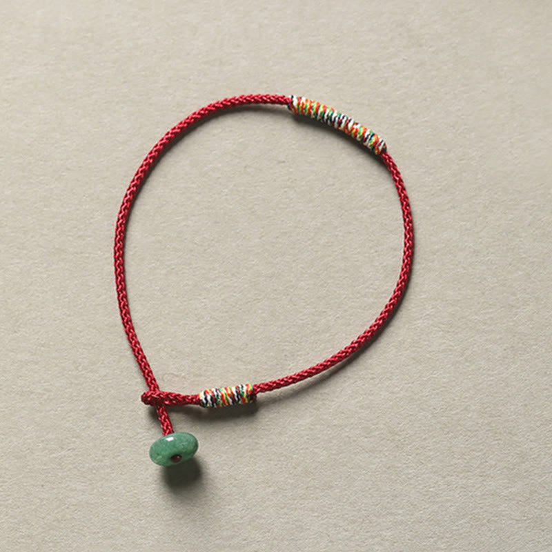 Handwoven green aventurine cord bracelet — view 5